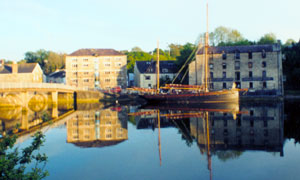 Clipper moored at Cardigan Heritage Centre on the River Teifi Wales