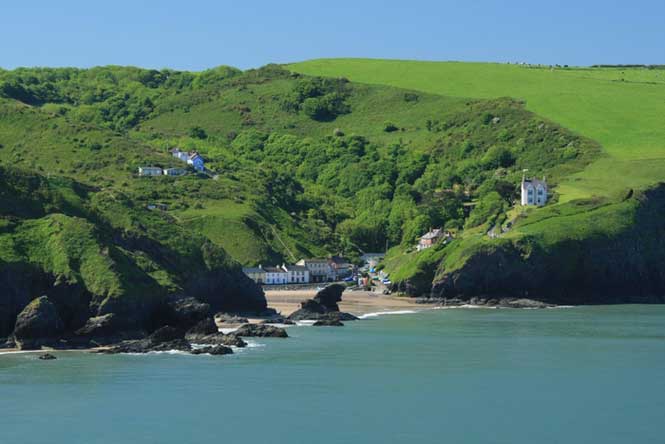 Llangrannog Beach from Sea Cardigan Bay by Janet Baxter