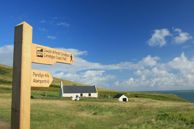 Mwnt church above the beach Mwnt church above the beach
