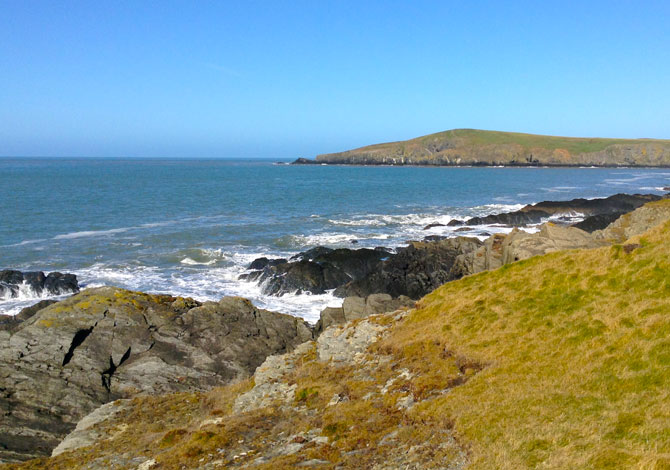 View from below the Cliff Hotel at Gwbert