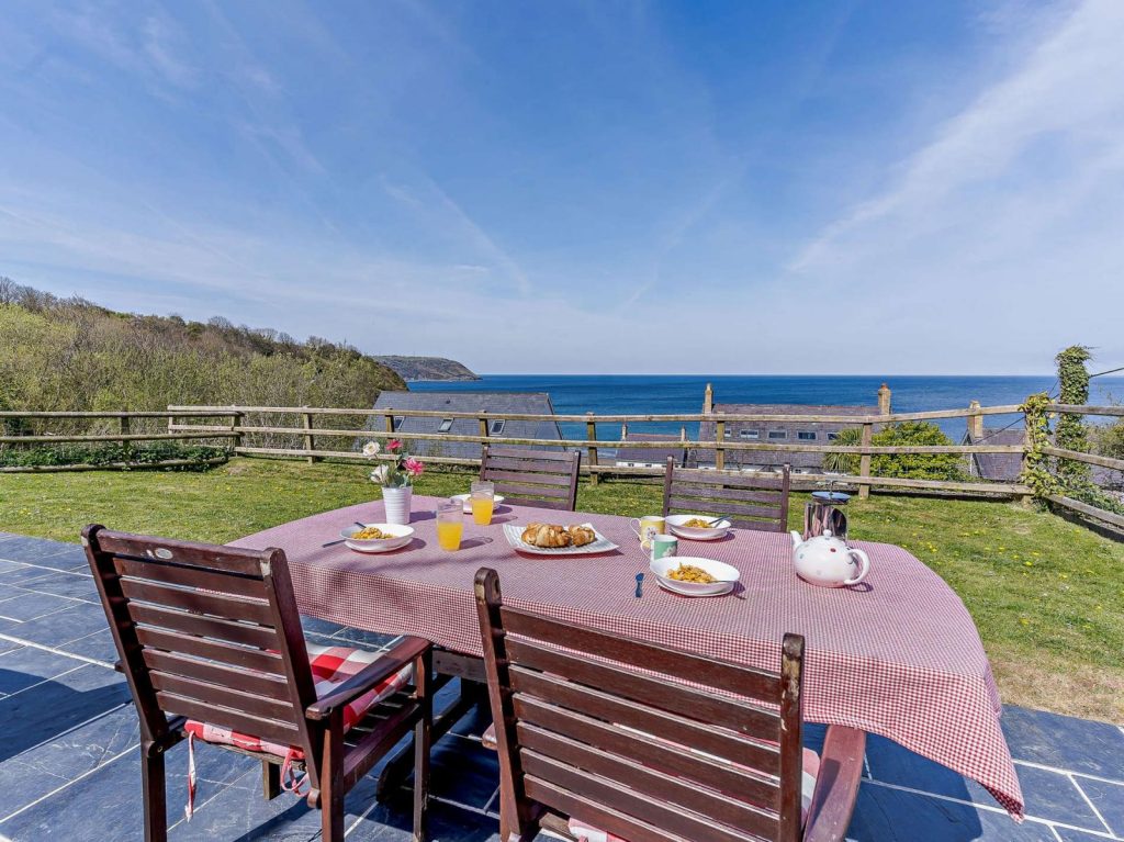 Garden dining with sea view
