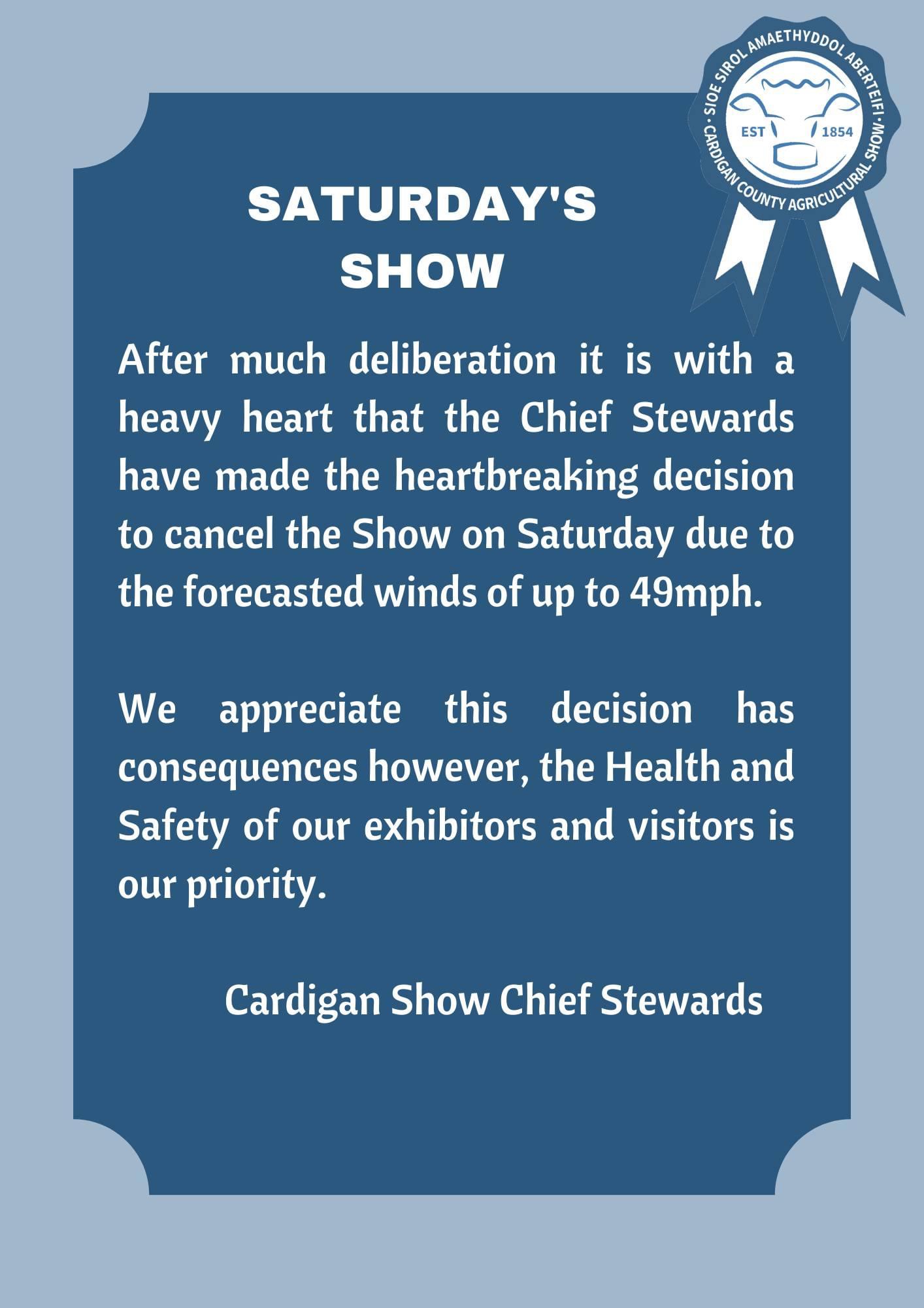 Cardigan show cancelled