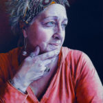 Penbrokeshire Open Studios Lynn Wearing Headscarf by Sarah Hope